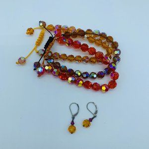 Adrienne Designs 3 piece multicolor bracelet set with matching earrings